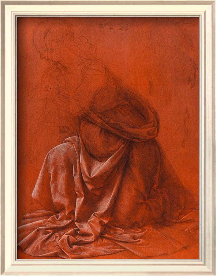 Study For The Folds Of A Garment Of A Female Figure Silverpoint Drawing - Leonardo Da Vinci Painting